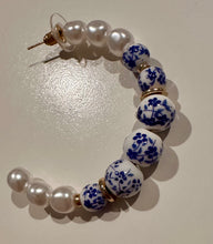 Load image into Gallery viewer, Blue and White Earrings
