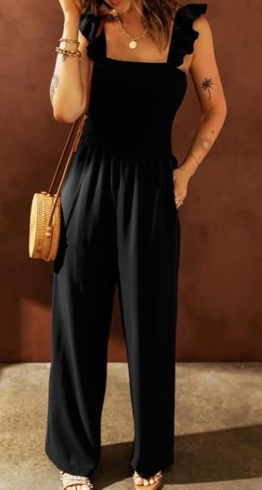Black Ruffle Sleeve Jumpsuit