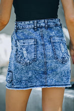 Load image into Gallery viewer, Distressed Denim Mini Skirt
