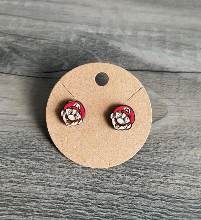 Mario || Wood Stud Earrings