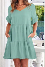 Load image into Gallery viewer, Mint V-Neck Dress With Pockets
