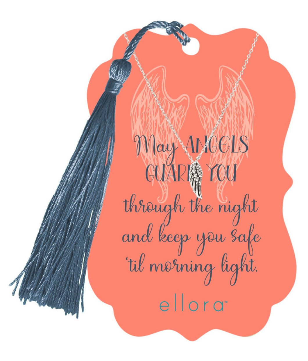 Angel Wing Necklace - Silver on Sacred Card