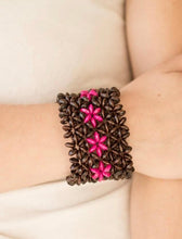 Load image into Gallery viewer, Wooden Brown &amp; Pink Bracelet
