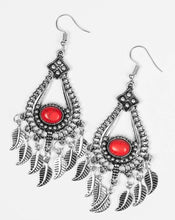 Load image into Gallery viewer, Red Feather Earrings
