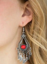 Load image into Gallery viewer, Red Feather Earrings
