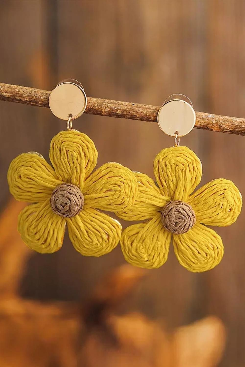 Bohemian Flower Rattan Earrings