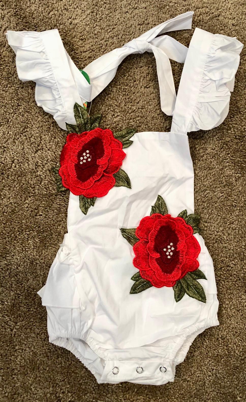 Red Flower Romper