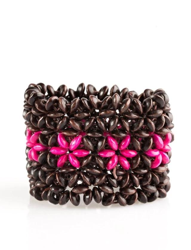 Wooden Brown & Pink Bracelet